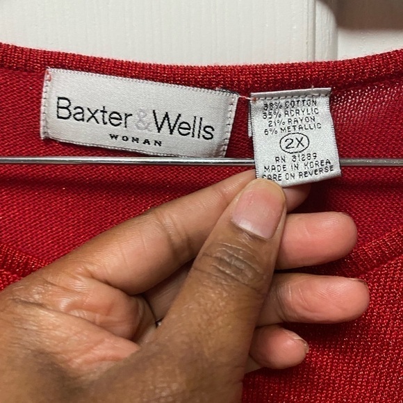 Baxter & Wells  Pull over 3/4 sleeve  Sweater Red Knit Acrylic
Plus size… - Picture 3 of 7